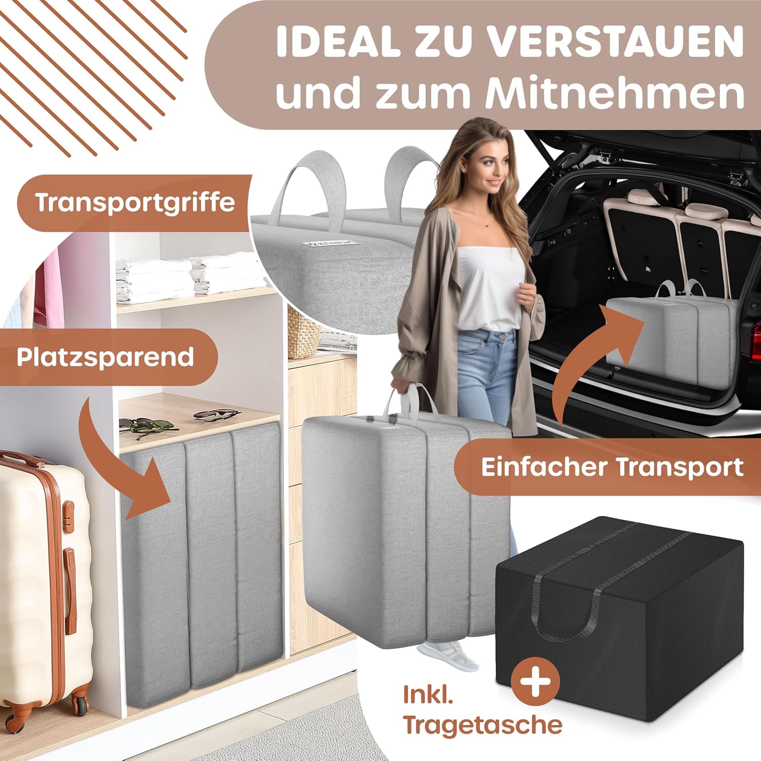 KESSER® Opvouwbaar matras - 90x200cm - Logeerbed - Grijs