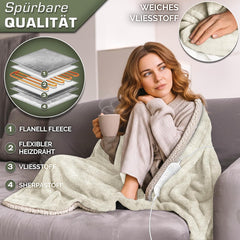Elektrische deken - Warmtedeken - 2 persoons - 180x200 cm - Beige - Sinnlein®