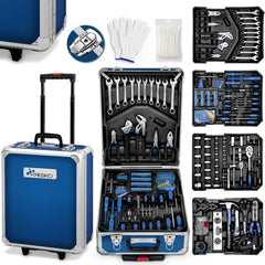 Gereedschapskoffer gevuld - Gereedschapstrolley - 949 delig - Blauw - TRESKO