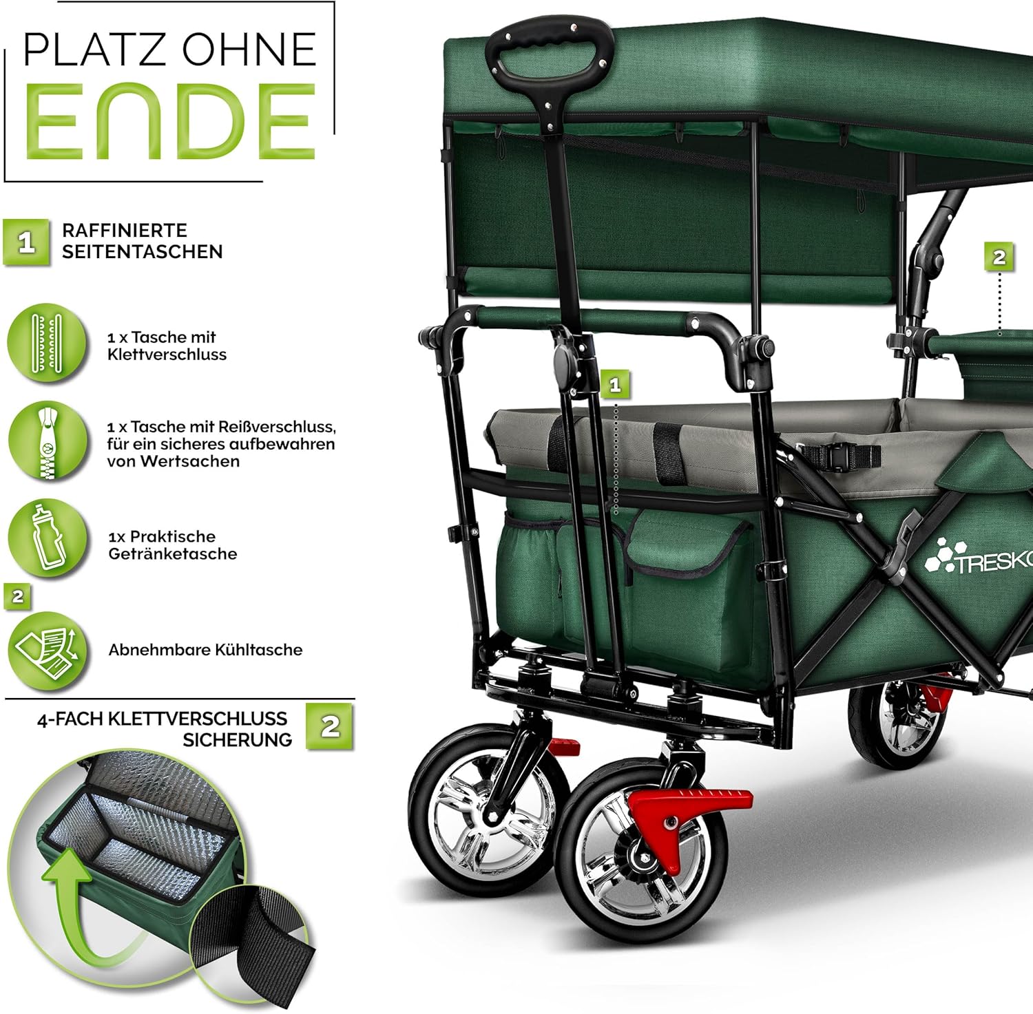 TRESKO® Bolderkar - Opvouwbaar - Bolderwagen - Groen