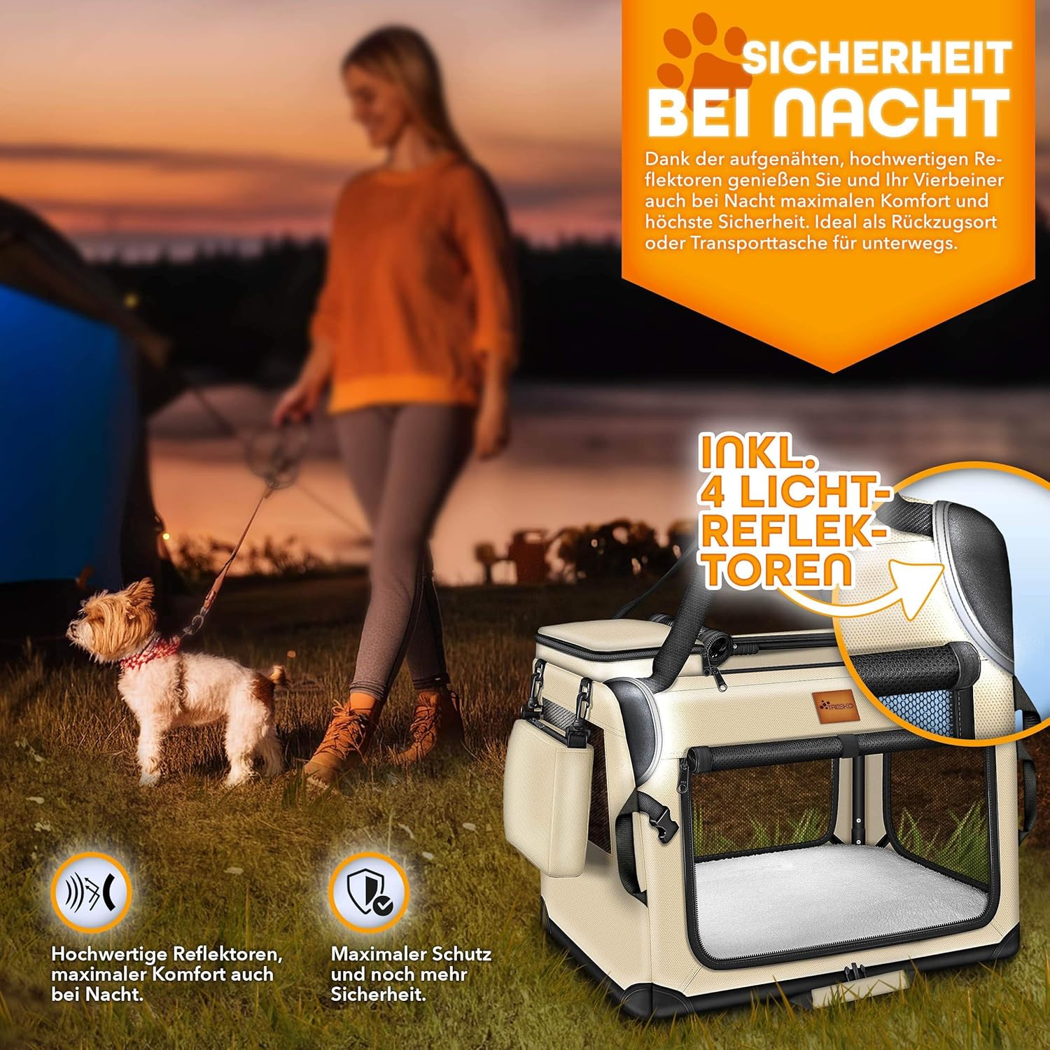 Reisbench hond - Draagtas hond - Transportbox - 92x63x63 cm - Beige