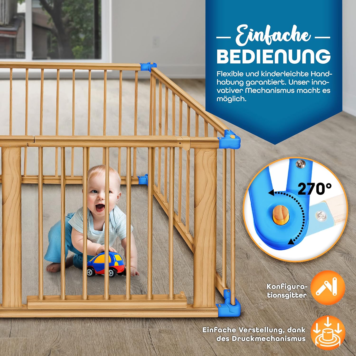 KIDUKU® XXL Babybox - Grondbox - Speelbox - Kinderbox - 7,2m - Bruin