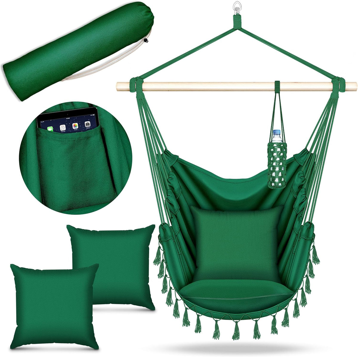 Hangstoel - Binnen & Buiten - Hangschommel - Tot 150 Kg - Groen - Tillvex® •