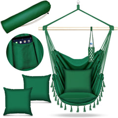 Hangstoel - Binnen & Buiten - Hangschommel - Tot 150 Kg - Groen - Tillvex® •