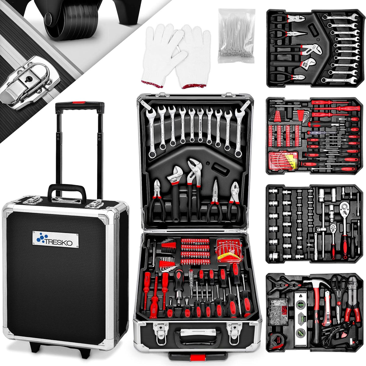 TRESKO® 949 delige gereedschapskoffer - Gereedschapswagen - Zwart