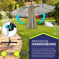 Zweefparasol - Tuinparasol - Parasol 350 cm - Met voet - Met Parasolhoes - Bruin - Tillvex