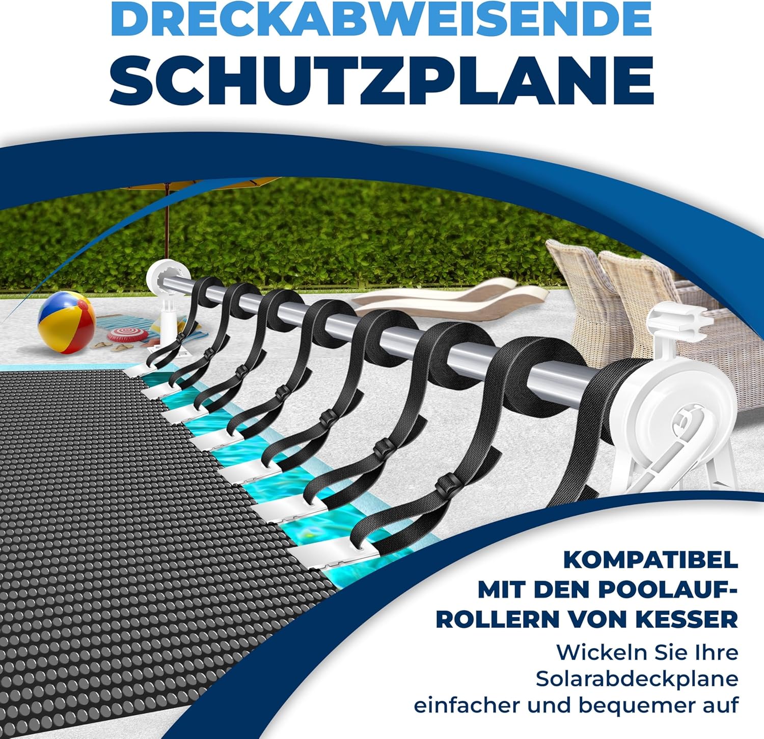 KESSER® Zwembad zonnezeil - Afdekzeil - 600x400cm - Zwart
