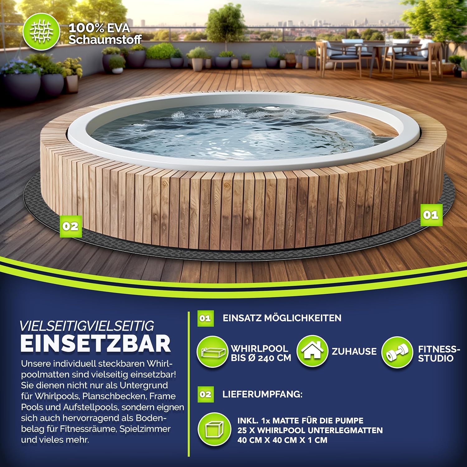 Tillvex® Zwembad Tegels - Vloertegels - 240cm - Zwart
