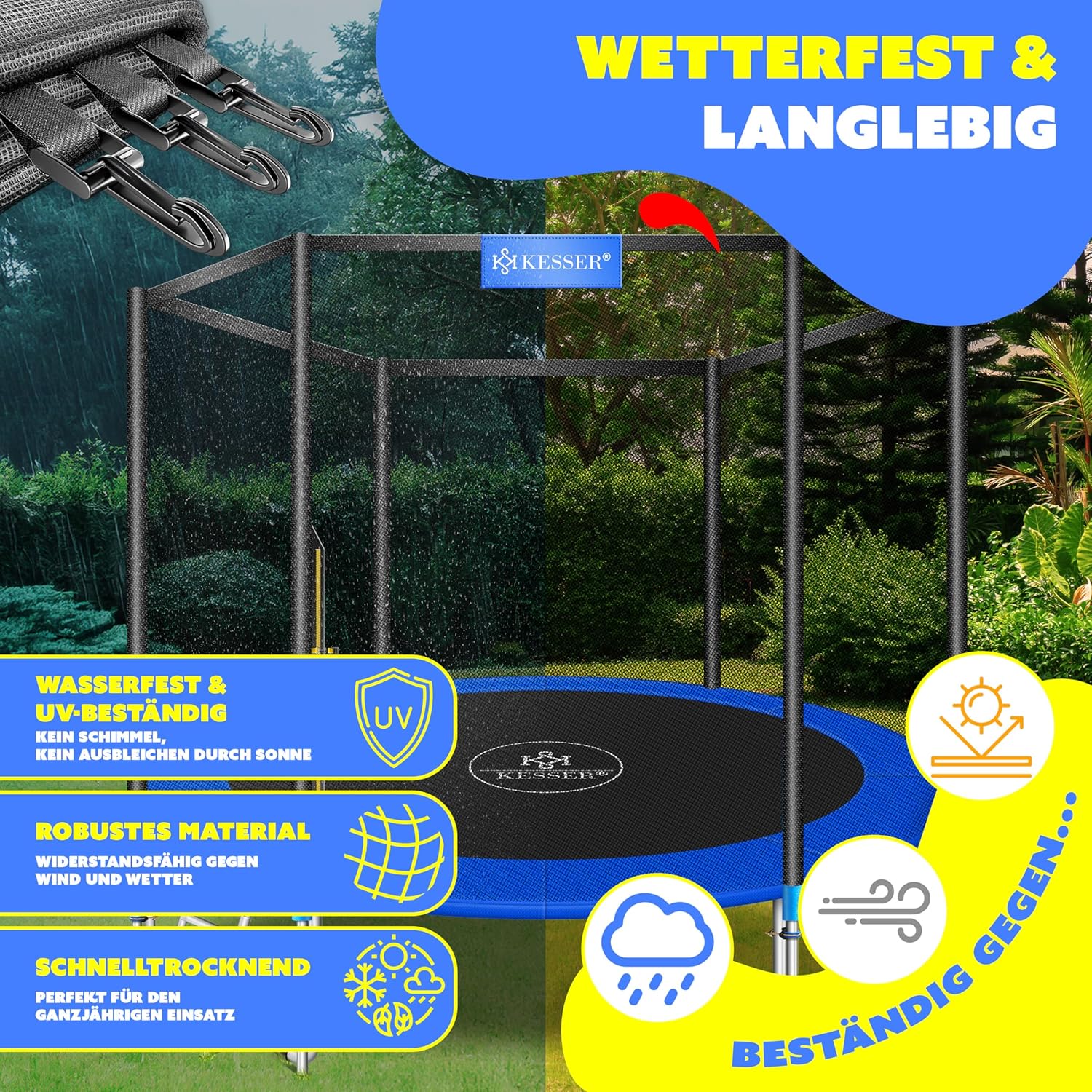 KESSER® Veiligheidsnet Trampoline - Trampolinenet - Ø427cm - Zwart