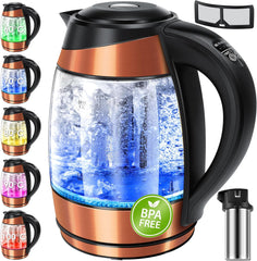 Waterkoker met temperatuurregeling - RVS - met LED - 1.8L - 2200W - Koper