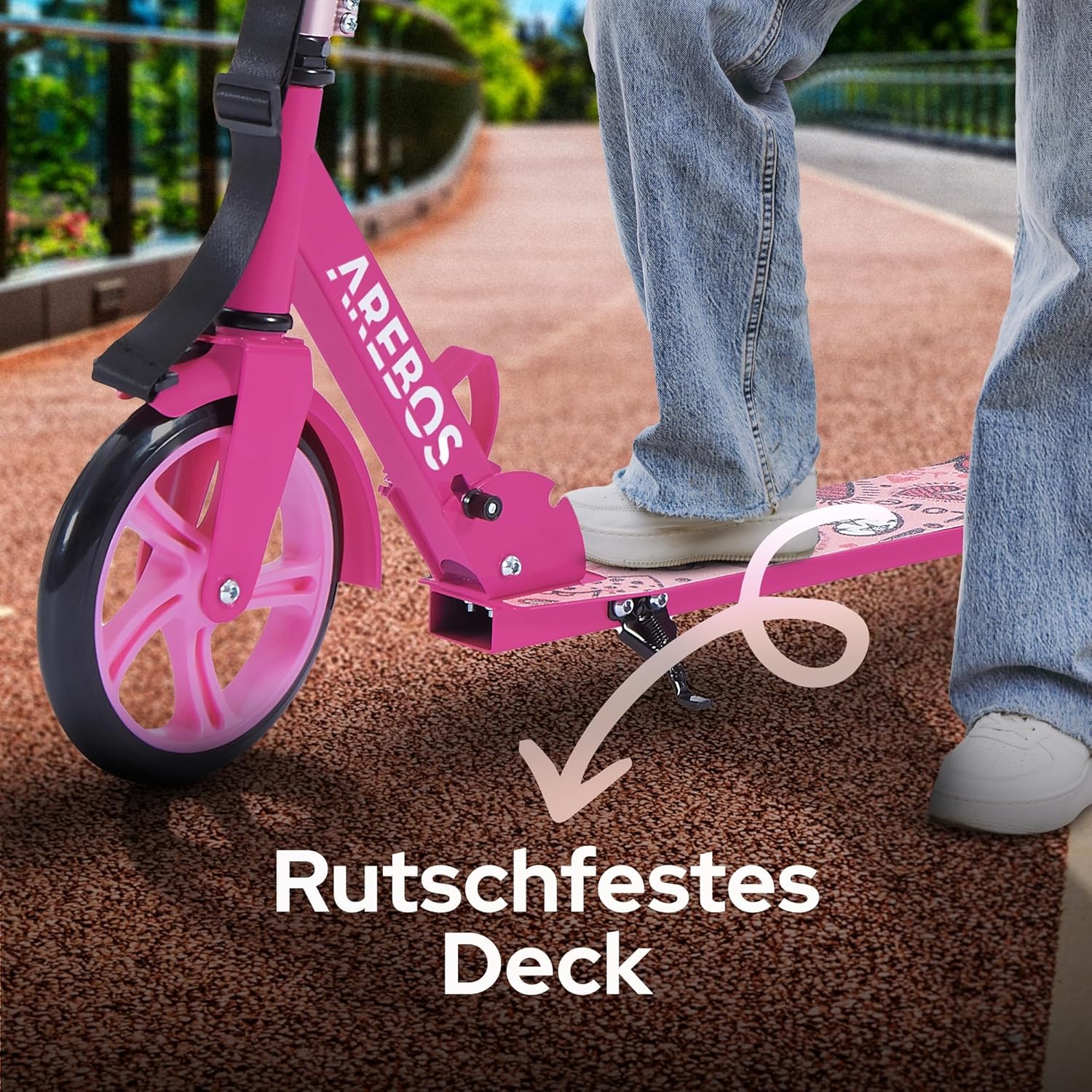 Arebos City Scooter, Hoogteverstelbaar | Opvouwbaar | Inclusief draagriem | XXL wielen | Kickrem | Voor kinderen en volwassenen | Draagvermogen tot 100 kg | Kickstep | Kickstep
