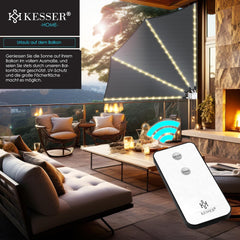 KESSER® opvouwbaar balkonscherm - LED - 140x140cm - Antraciet