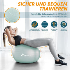 Fitness bal - Yoga bal - Pilates bal - Zwangerschapsbal - 85 cm - Mintgroen - TRESKO