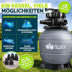 Zandfilterpomp - Zandfilter voor zwembad - Tot 21000L - Grijs - Tillvex