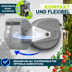 Wandslangenbox - Tuinslanghaspel - Tuinslang met haspel - 35 meter - Grijs - Tillvex