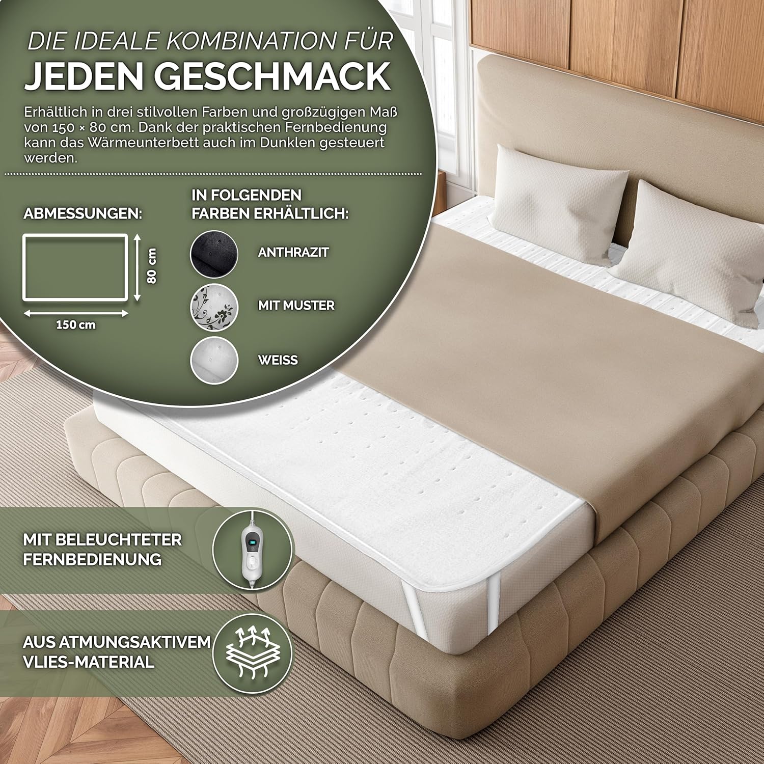 Sinnlein® Elektrische deken - Warmtedeken - 150x80cm - Wit