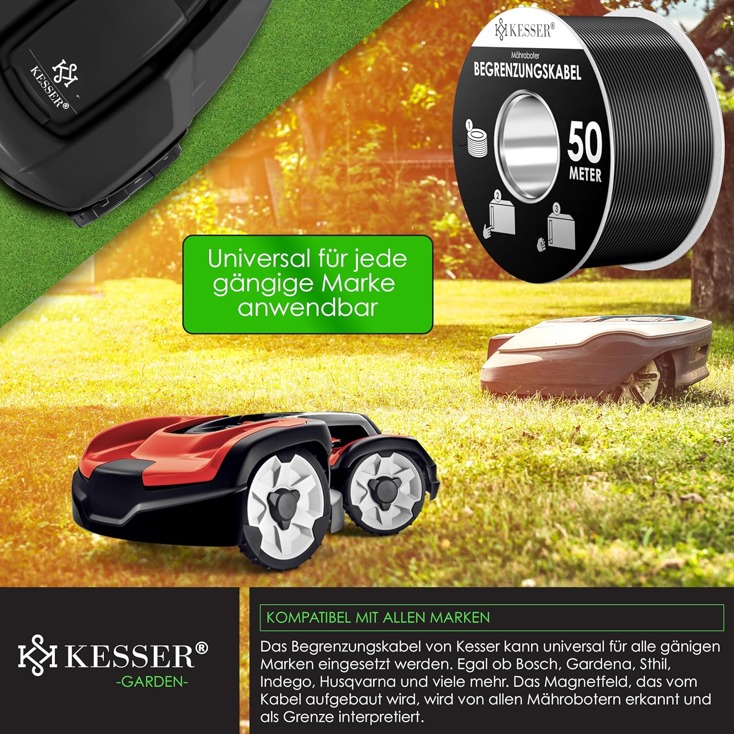 KESSER® Begrenzingskabel - 50 meter - Zwart