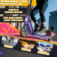 Stuntstep - Voor kinderen en volwassenen - Vouwbaar - Paars - RE:SPORT