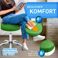 Zadelkruk - Kruk op wielen - Rolkruk - Draaikruk - Groen - TRESKO