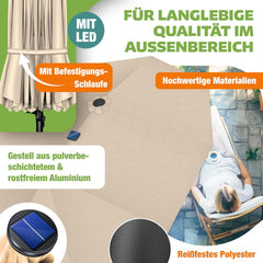 Zweefparasol - Tuinparasol - Parasol - 4,6x2,7 m - Met voet - Met Parasolhoes - Beige - KESSER
