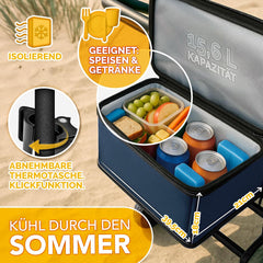 TRESKO® Opvouwbare bolderkar met dak, koelvak en zijrolluiken, handwagen, max. belastbaar tot 150 kg, transportwagen met massief rubberen banden, parkeerremmen (voor en achter) en 3-punts gordel •