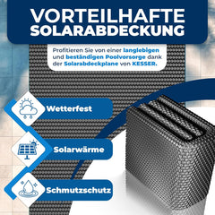 KESSER® Zwembad zonnezeil - Afdekzeil - 600x400cm - Zwart