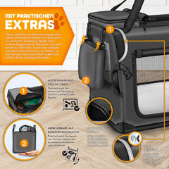 Reisbench hond - Draagtas hond - Transportbox - 70x52x52 cm - Antraciet