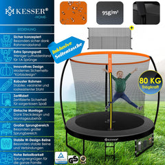 KESSER® Trampoline Ø244 cm - Veiligheidsnet en Ladder - tot 150 kg belasting - Oranje