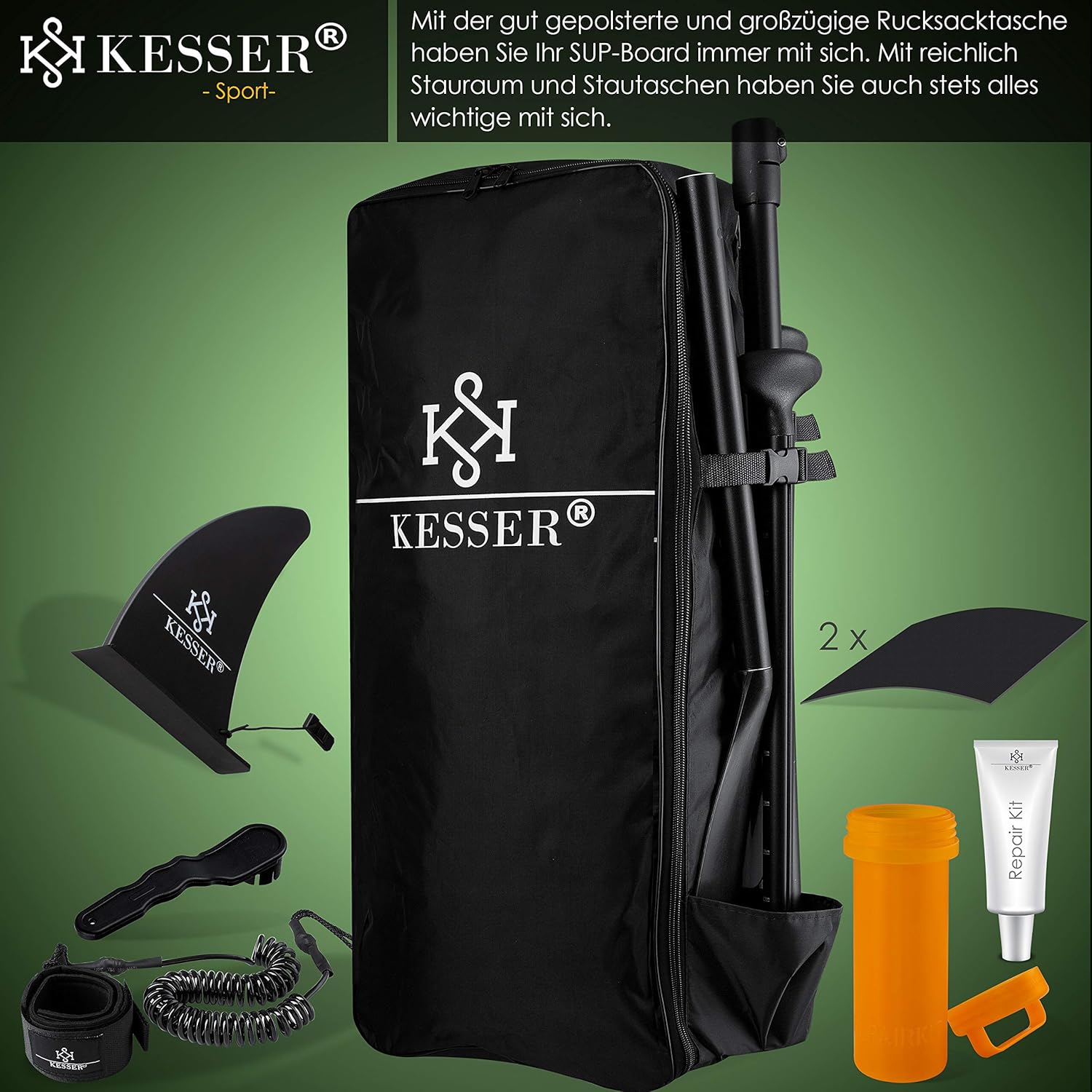 KESSER® Opblaasbaare SUP-Board Set | 320cm  Stand-Up Paddleboard Premium Surfplank Watersport | 6 Inch Dik | Compleet Accessoire | 130kg