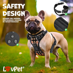 LOVPET® Hondentuigje zonder tocht en stikken voor kleine honden en puppy's, ademend en zacht, reflecterend, anti-trektuigje, inclusief zakrollen, verstelbaar harnas met handvat, beige, L