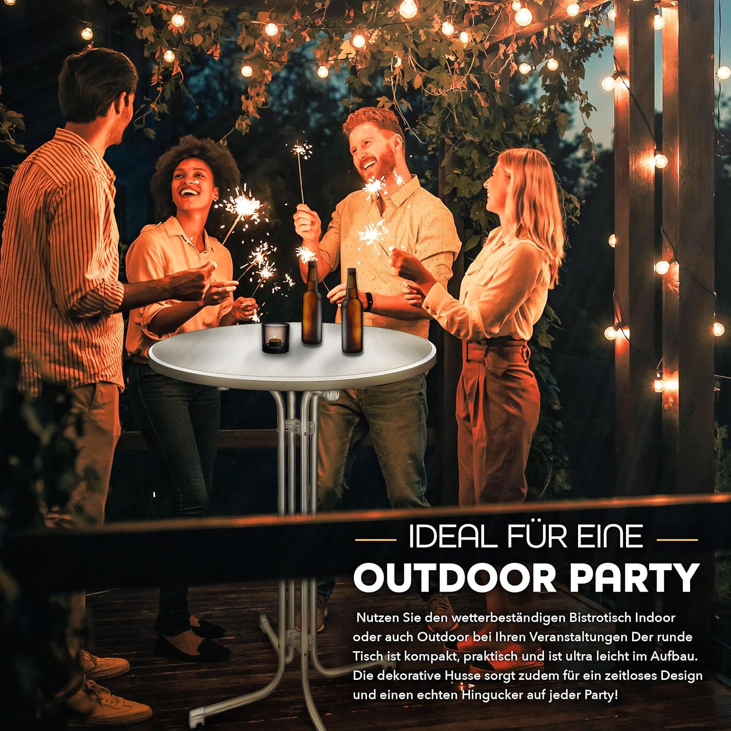 Statafel - Bartafel - Statafelrok - Partytafel - 80 cm - Wit - Tillvex®