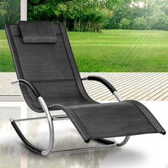 tillvex Relaxstoel, tuinligstoel, weerbestendig, 150 kg belasting, zonnebed, ademend (zwart)