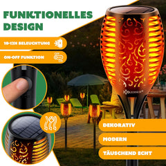 KESSER® 2 Solar Tuinfakkels - Tuinverlichting - Sensor - Zwart