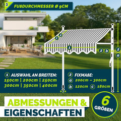 Klemluifel - Balkon luifel - Verticale luifel - 300 cm - Grijs/Wit - Tillvex®