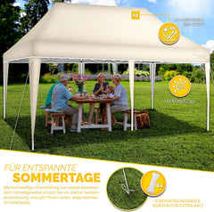 Partytent - opvouwbaar - 3x6 m - Paviljoen - Beige - Tillvex®