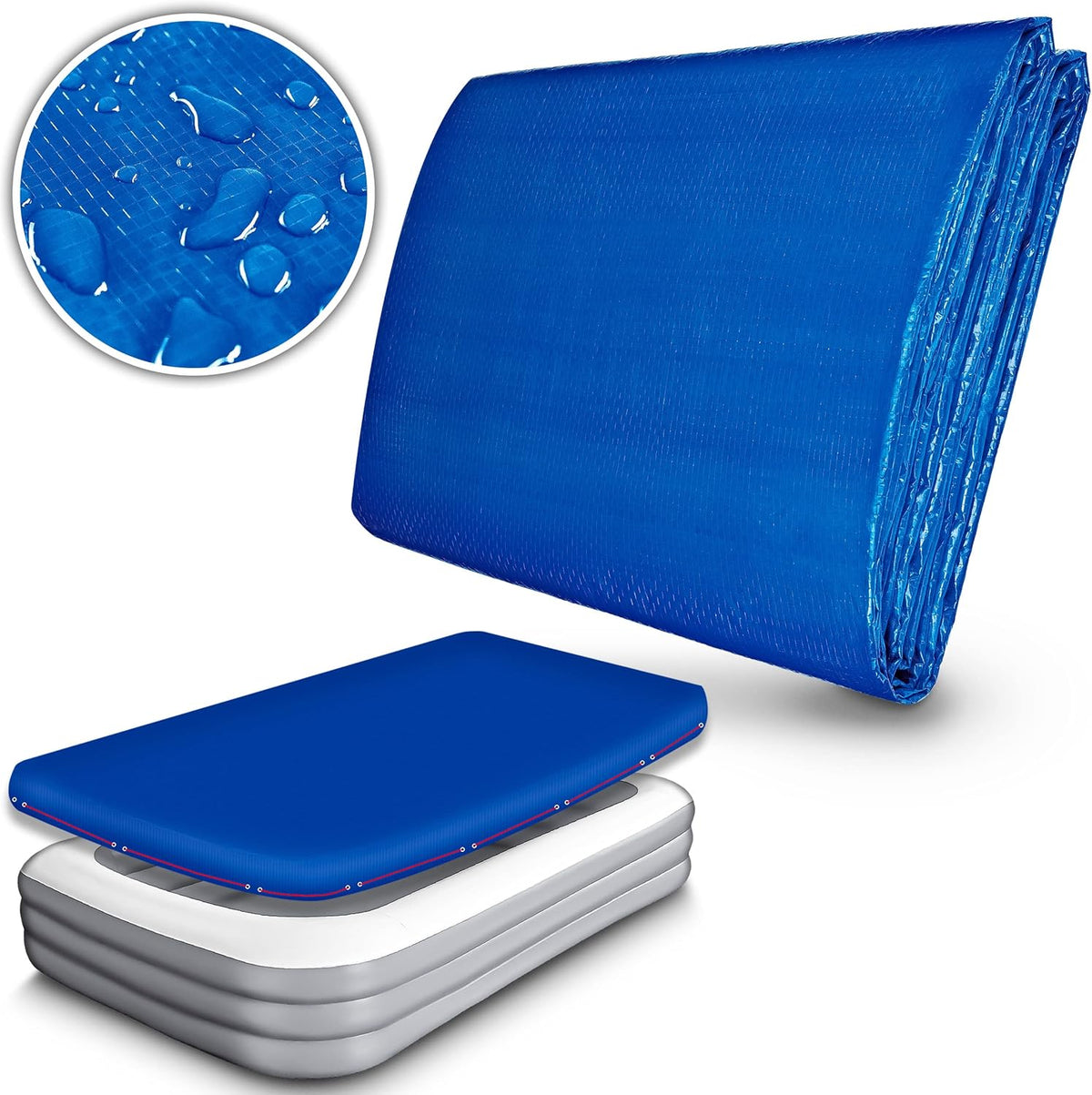 Tillvex® Zwembad zonnezeil - Afdekzeil - 221x150cm - Blauw