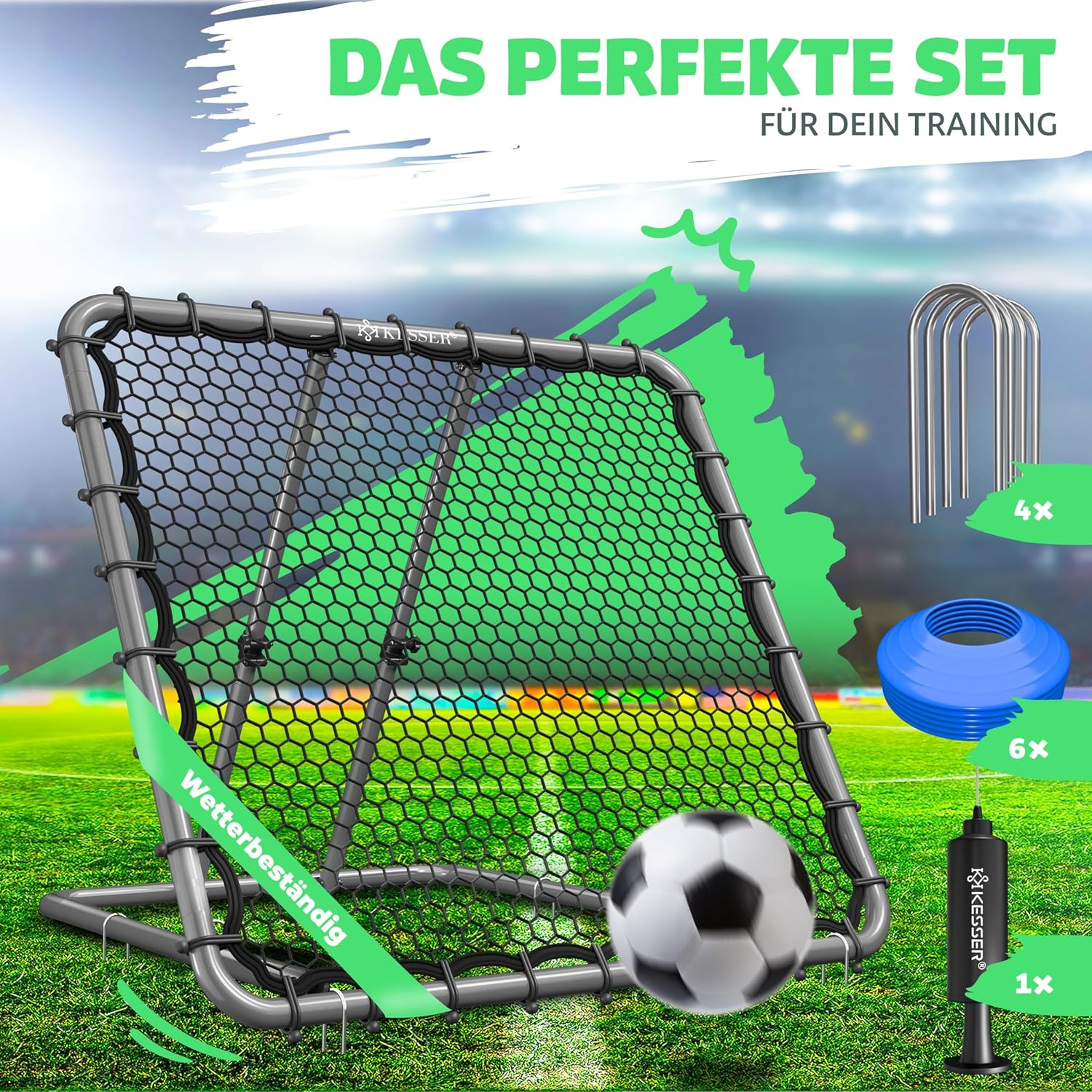 KESSER® Voetbal Rebounder - Kickback - Tchouk - 128x128cm - Grijs