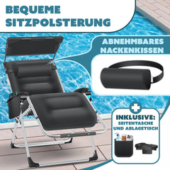 Tuinstoel - Ligstoel - Verstelbaar - Opvouwbaar - Zwart - KESSER®