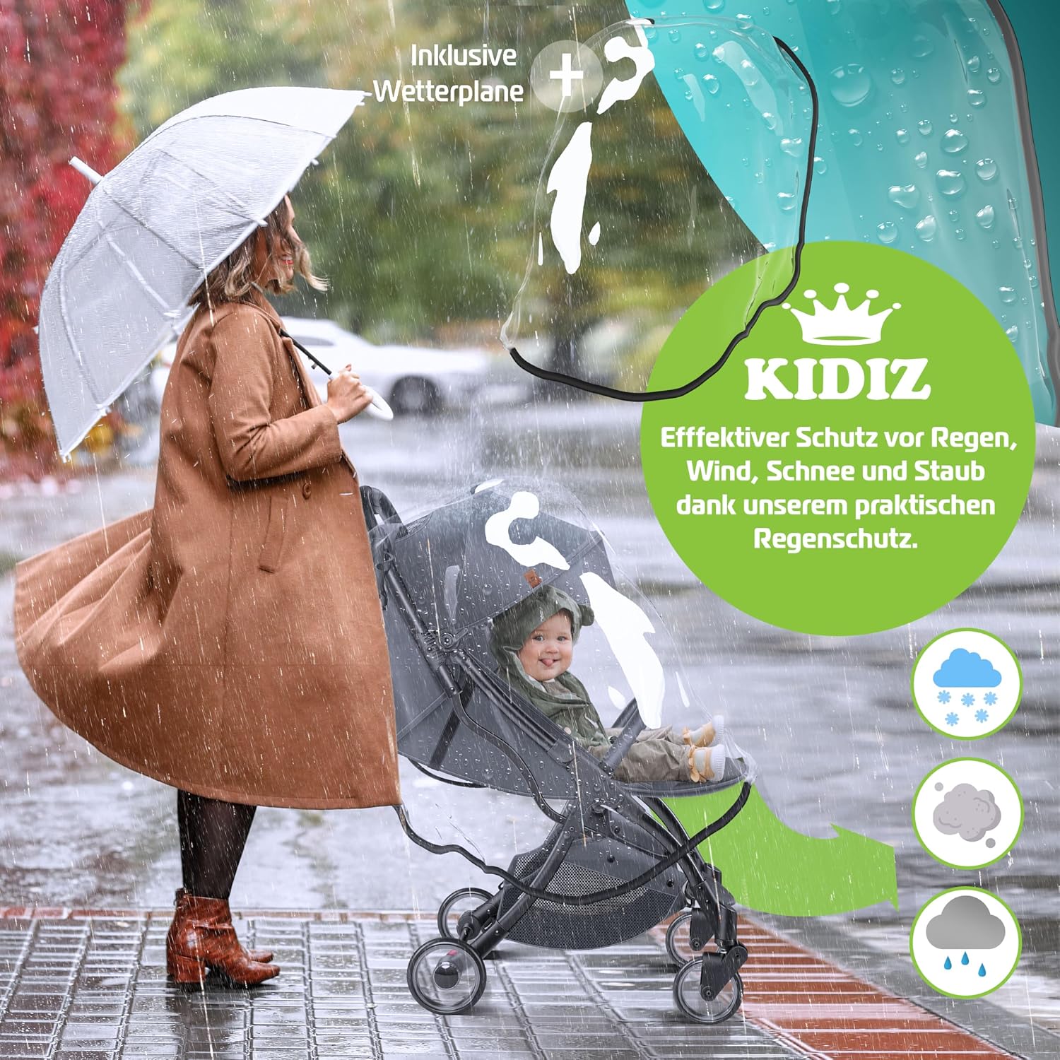 KIDIZ® Kinderwagen - Wandelwagen - Kinderbuggy - Antraciet