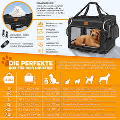 Reisbench hond - Draagtas hond - Transportbox - 92x63x63 cm - Zwart