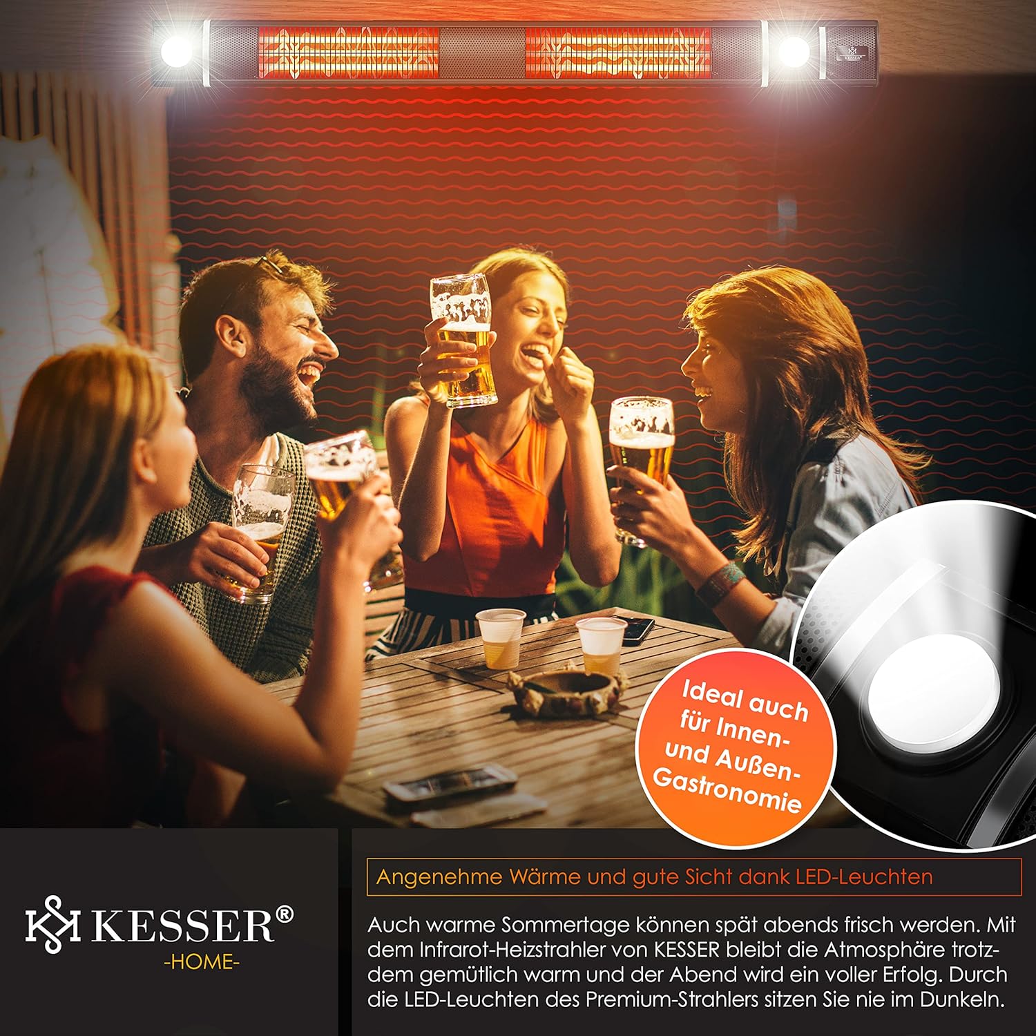 Infrarood Verwarming - Terrasverwarmer - Elektrische Heater - Zwart - KESSER®