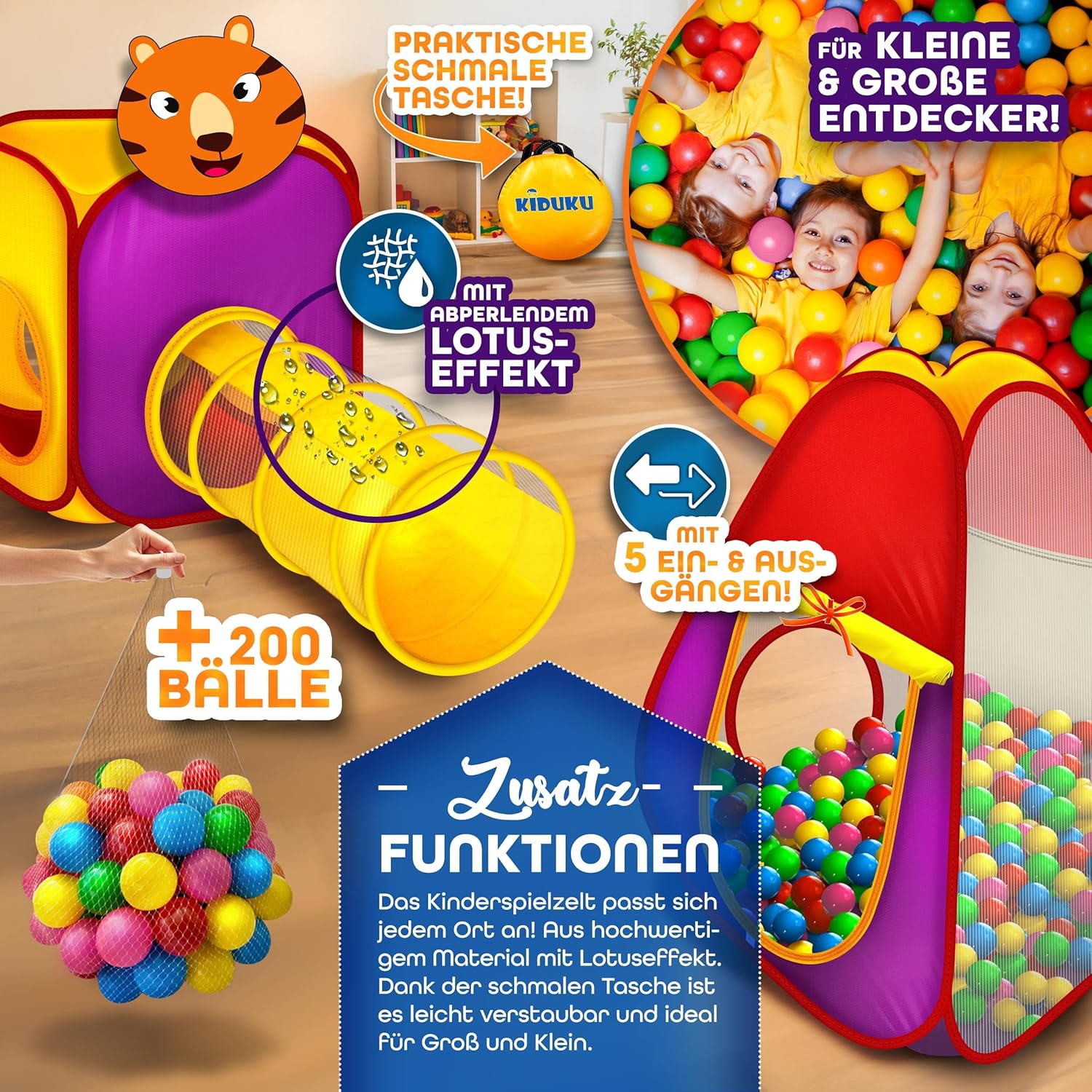 KIDUKU® Speeltent - Kindertent - Speelhuisje - Kleurrijk