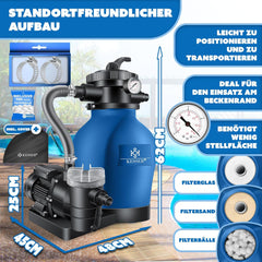 KESSER® Zandfilterinstallatie zandfilter + 700 g filterballen vervangen 25 kg filterzand 7-weg ventiel met drukweergave zwembadfilter 10 m³/h filterinstallatie filterketel voor zwembad 10.200 l/u