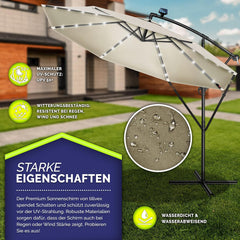 Tillvex® LED Parasol - Zweefparasol - Ø300cm - 360° Draaibaar - Bruin