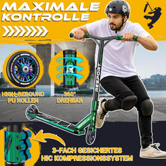 Stuntstep - Voor kinderen en volwassenen - Vouwbaar - Groen - RE:SPORT