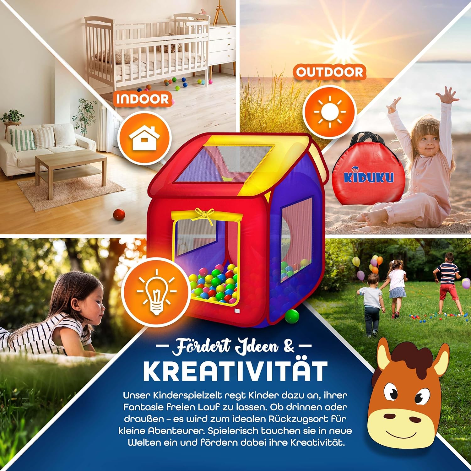 KIDUKU® Speeltent - Kindertent - Speelhuisje - Kleurrijk