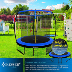 KESSER® Trampoline Ø244 cm - Veiligheidsnet en Ladder - tot 150 kg belasting - Blauw