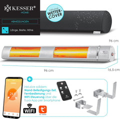 Infrarood Verwarming - Terrasverwarmer - Elektrische Heater - 3000W - Zilver - KESSER®