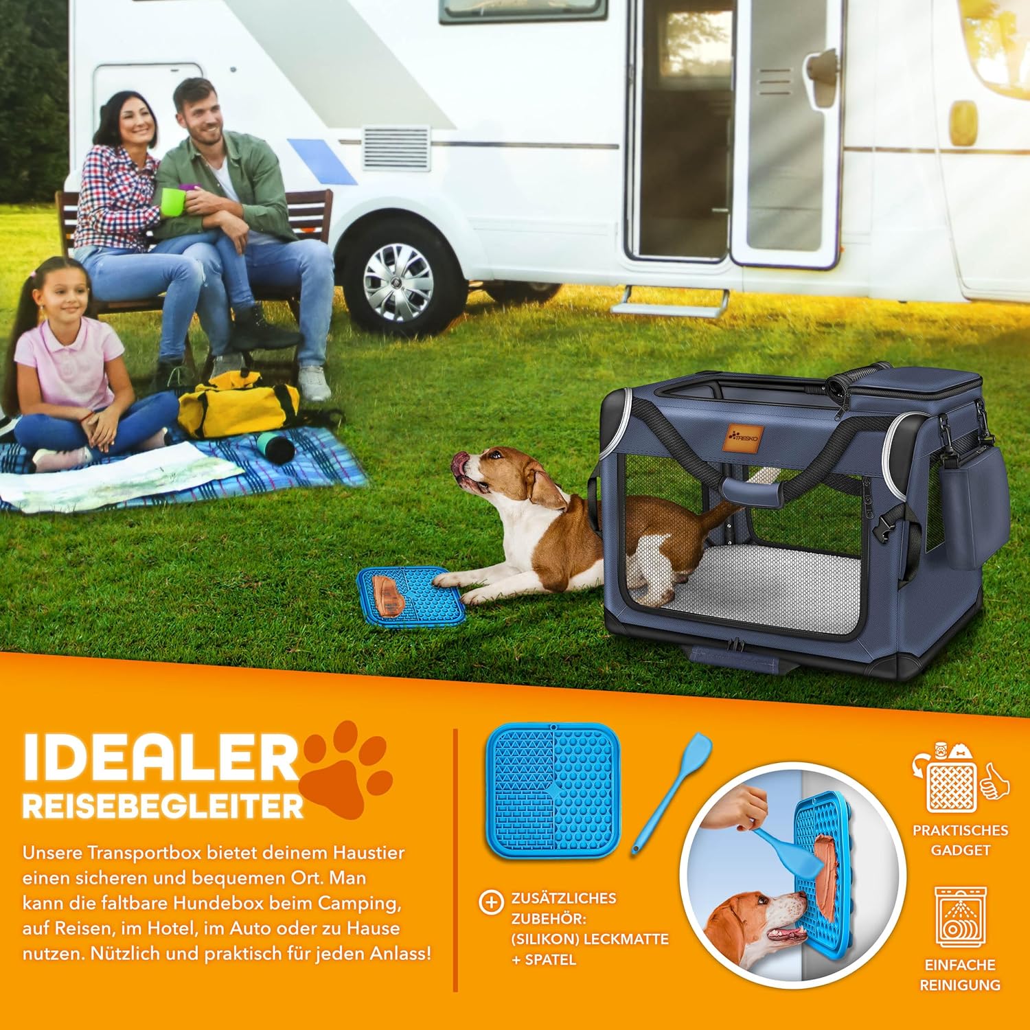 TRESKO® Hondenbench - Hondenbox - Transportbox - 70x52x52 - Blauw