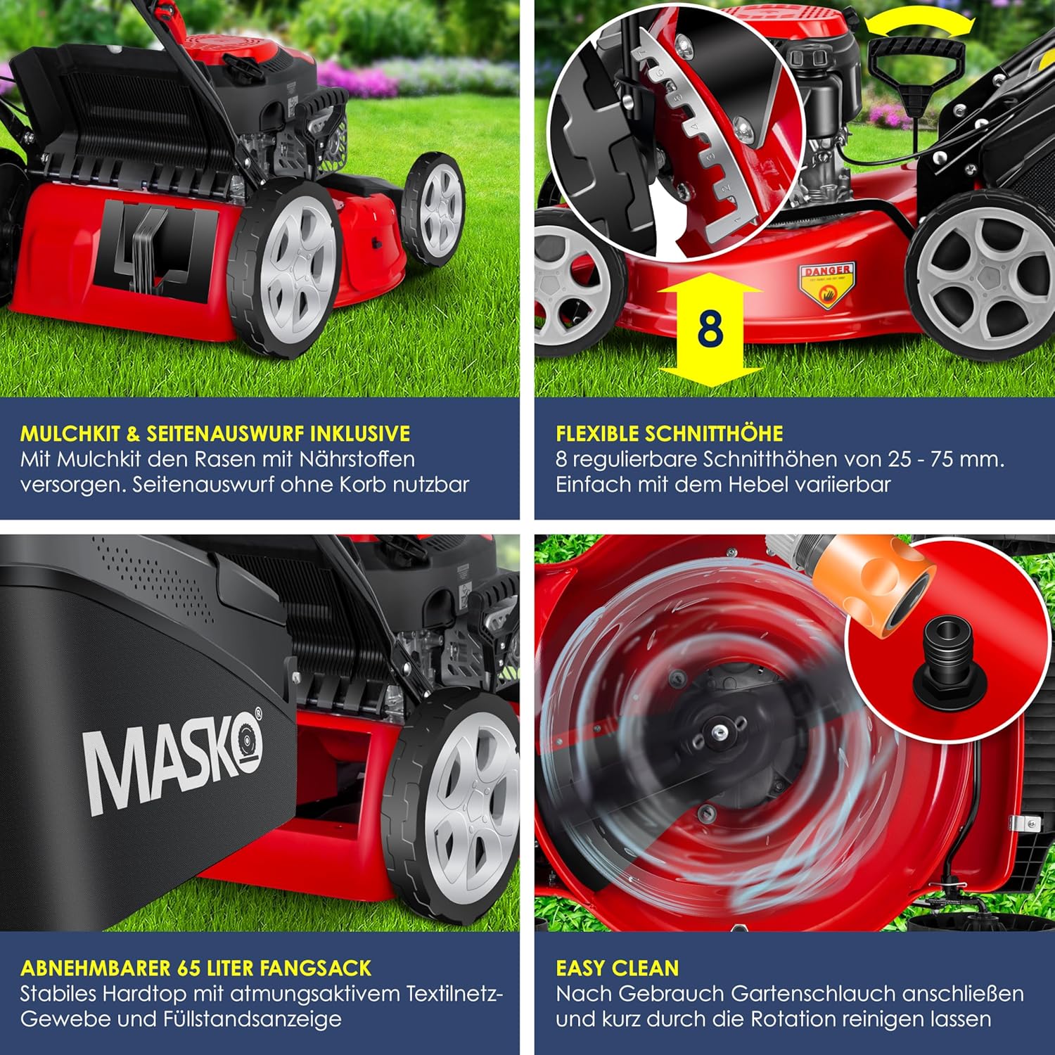 KESSER® Grasmaaier Benzine - 51cm - 65L opvangbak - Rood